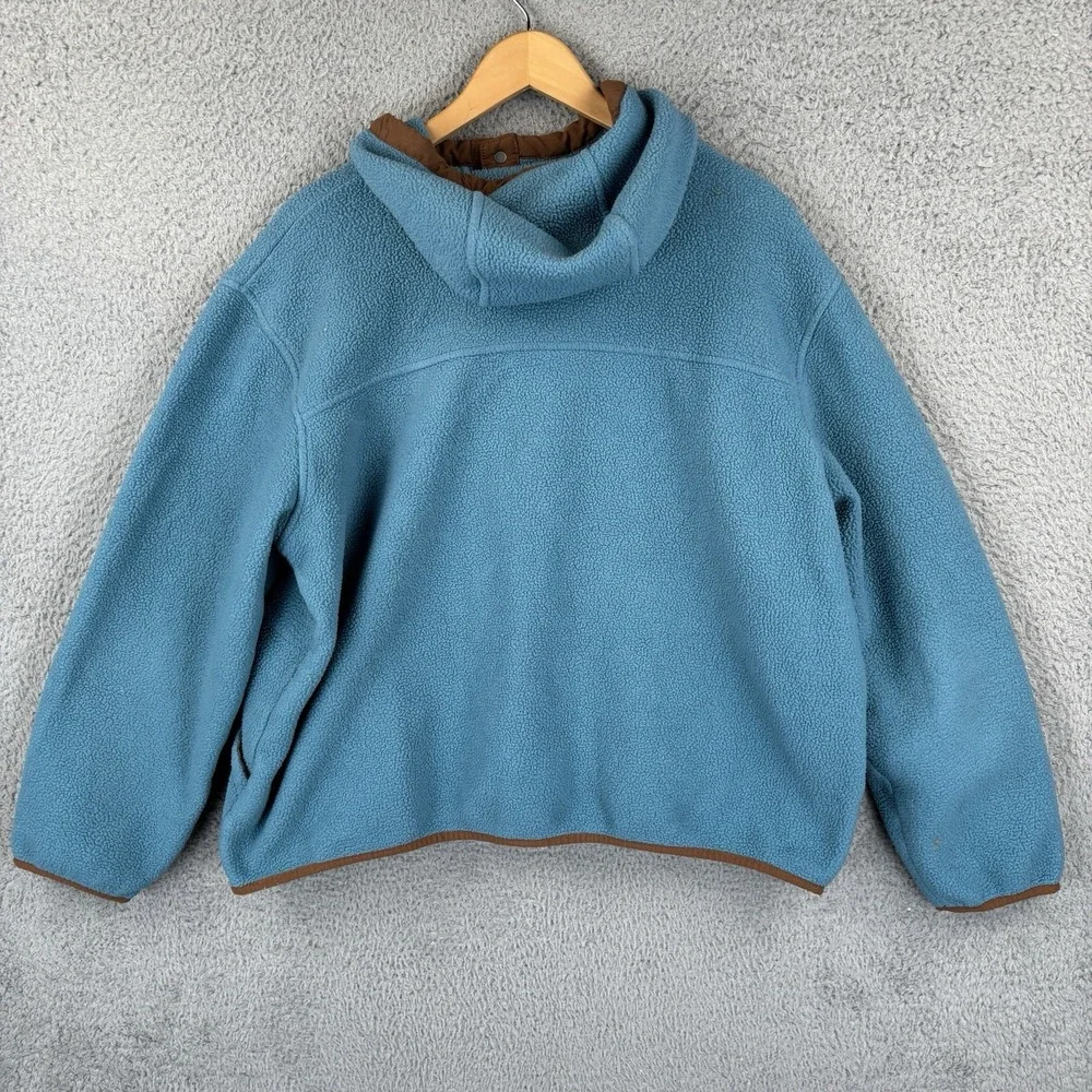 The North Face Carbondale 1/4 Snap Fleece Hoodie Mens XL Storm Blue/Brown